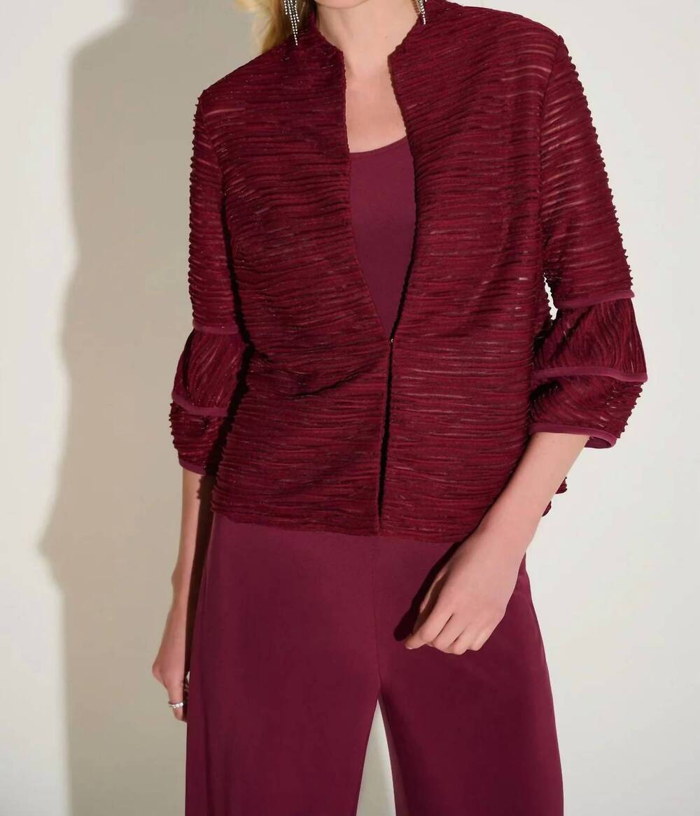 NEW JOSEPH RIBKOFF cascade knit twin set jacket in merlot